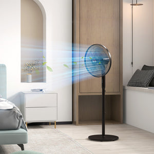 Duo de ventilateurs noirs incluant un modèle tour et un sur pied avec télécommande, hauteur réglable et tête inclinable