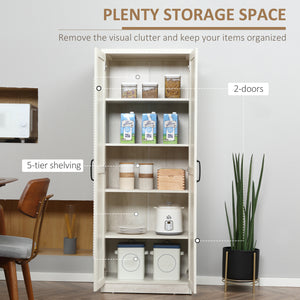5-Tier Pantry with Adjustable Doors and Shelves, Distressed White