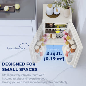 2.5 cu. ft. Mini Fridge, Single Door Compact Refrigerator with Freezer, Adjustable Thermostat, Reversible Door, White