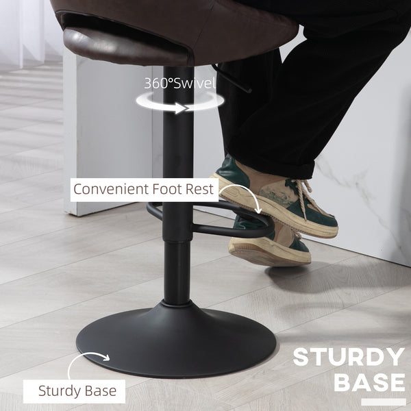 Set of 2 swivel bar stools, counter height, with round metal base