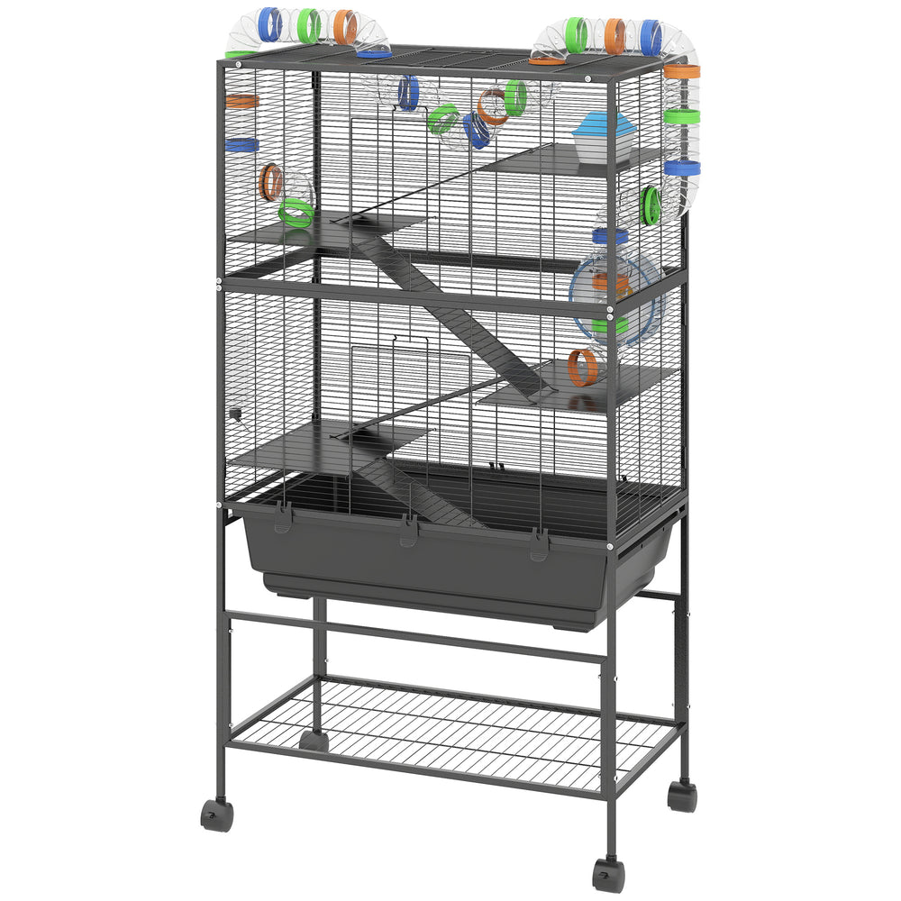 5-tier rolling cage with tray for Syrian rodents, gerbils and rats.