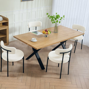 Set of 4 modern kitchen chairs with beige corduroy upholstery