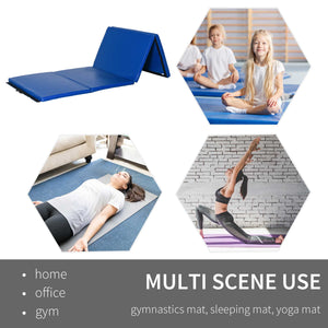 4'x10'x2'' Folding Gym Mat with Carry Handles, Dark Blue