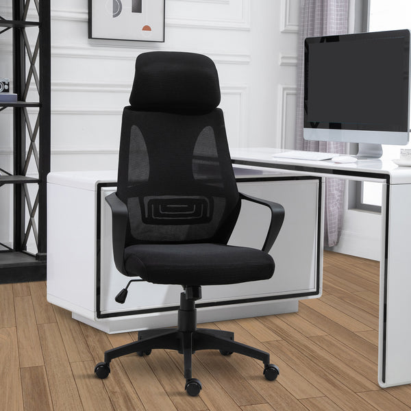 Ergonomic Mesh Office Chair with Adjustable Headrest, Black