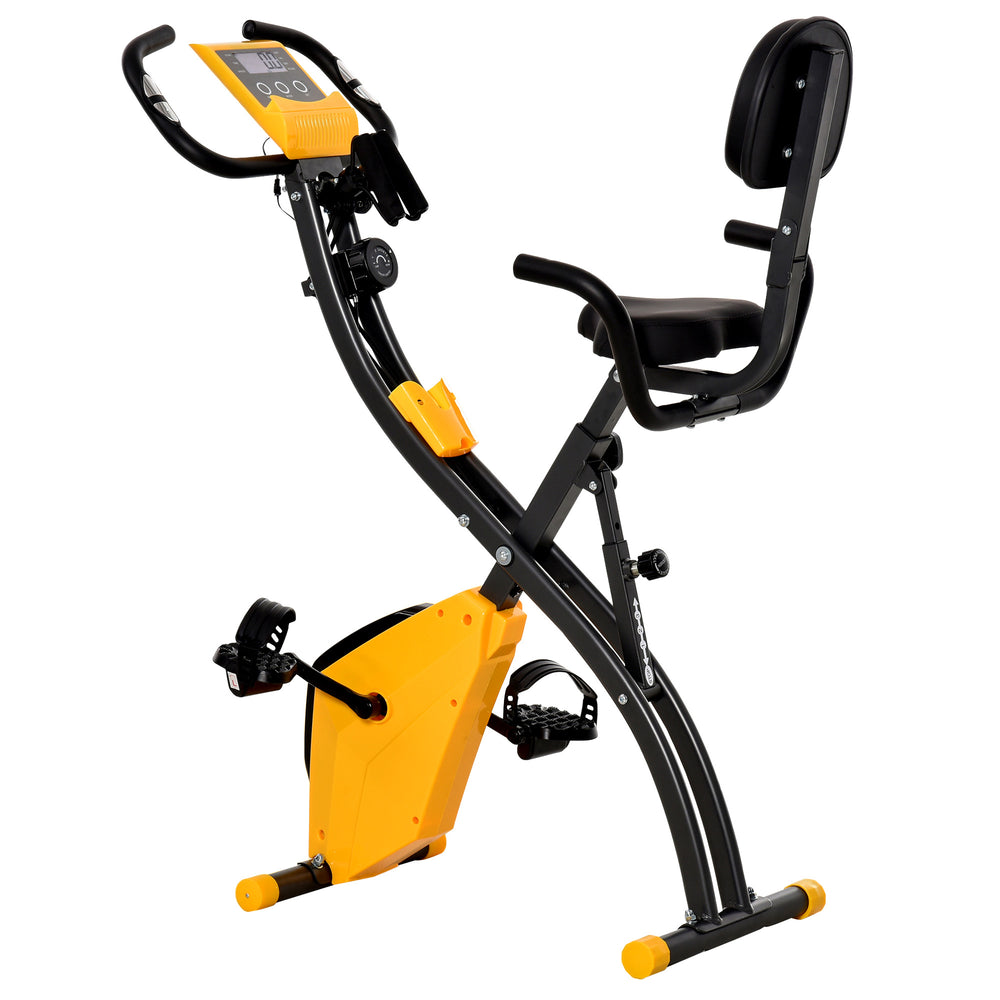 3-in-1 Folding Exercise Bike with 8-Level Magnetic Resistance, Yellow