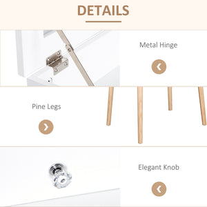 Dressing table with folding mirror and 2 drawers, white