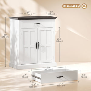 Storage sideboard with drawer, 2 doors and adjustable shelf – White