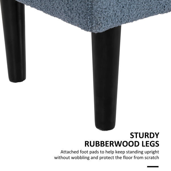 Modern storage bench with velvet upholstery, blue