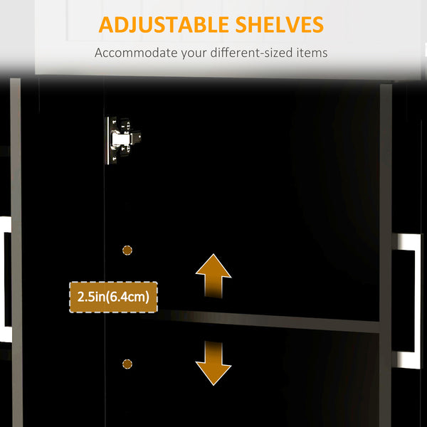 Modern Kitchen Trolley with Drawers, Natural Wood Top, Towel Rack, Door Storage Cabinet, Black