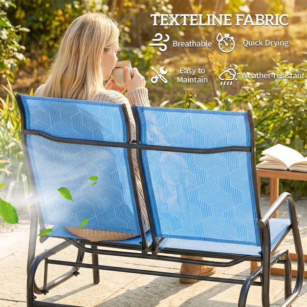 Outdoor 2-Person Rocking Bench, Blue
