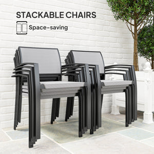9-Piece Patio Dining Set with Stacking Chairs, Gray