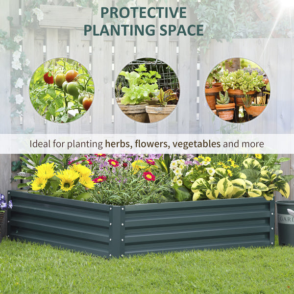 Raised planter made of galvanized steel, green 