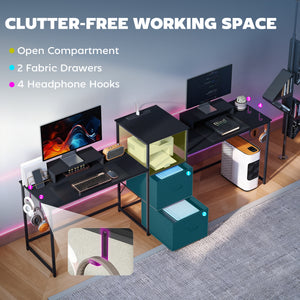 96-inch double gaming desk for 2 people with power outlets and monitor mounts, black