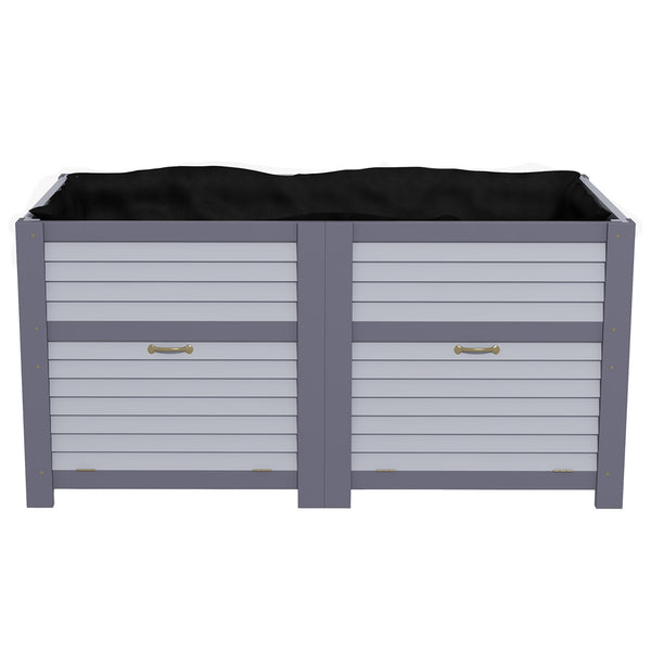 Raised wooden planter with storage
