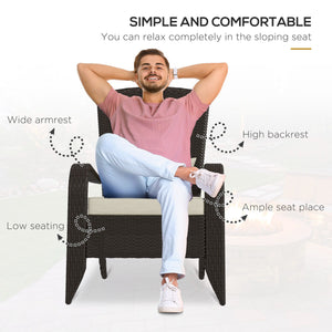 Rattan Adirondack Chair with Cushions for Patio, Khaki