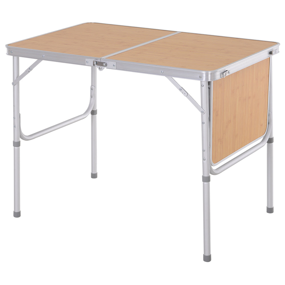 3-legged picnic table with sliding top, in aluminum, adjustable height (2 levels).