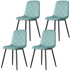 Set of 4 upholstered chairs with steel legs, green