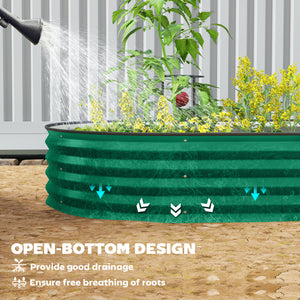 Galvanized raised outdoor planter with metal stake, green