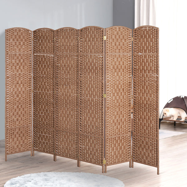 Folding room divider with 6 panels, natural color