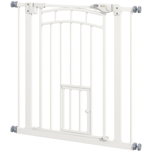 Self-closing pet gate, white