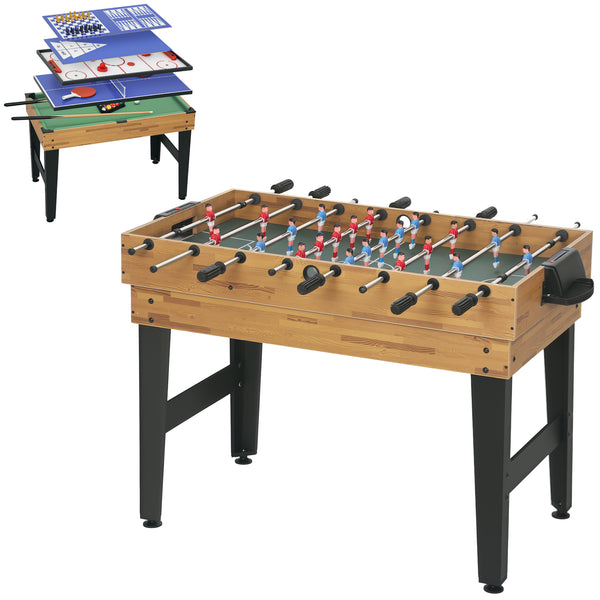 13-in-1 Combination Games Table with Foosball, Billiards, Hockey and More for Children and Adults, Light Walnut
