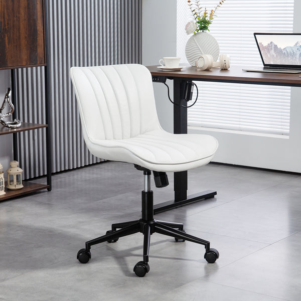 Office chair without armrests, cream white