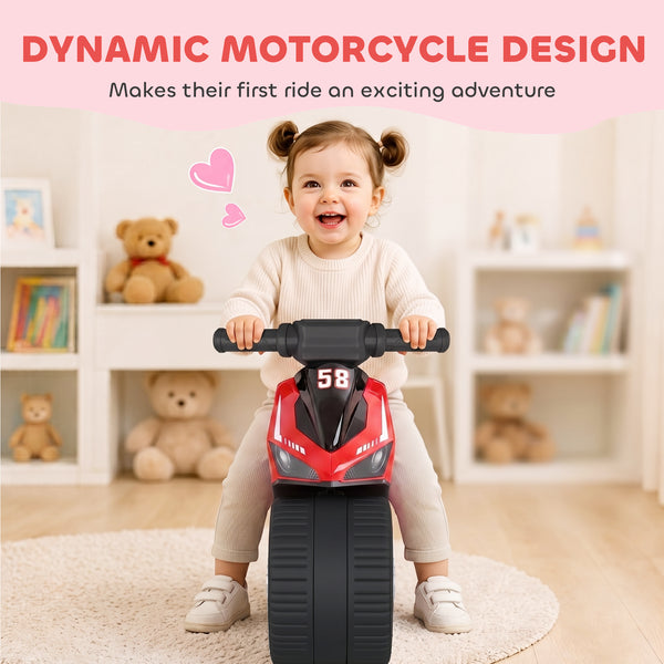 Red musical ride-on motorcycle, 18 to 36 months