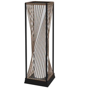 Solar rattan floor lamp, automatic LED lighting (on/off), brown color.