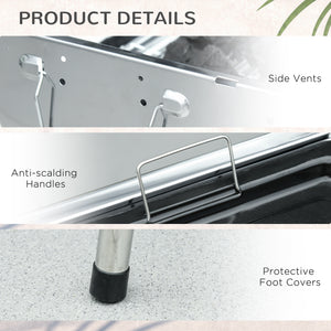 Portable stainless steel charcoal barbecue