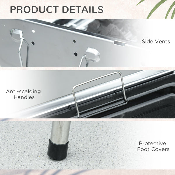 Portable stainless steel charcoal barbecue