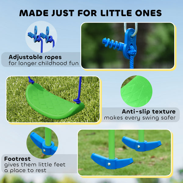 3-in-1 metal swing set with double swing and glider