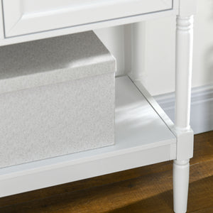 Vintage console table with 2 drawers and storage, white