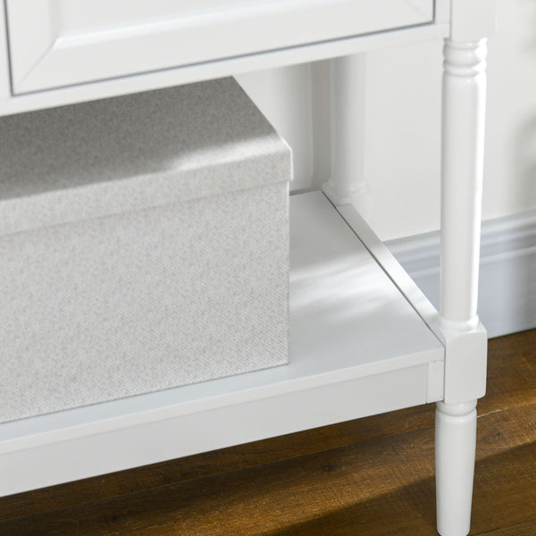 Vintage console table with 2 drawers and storage, white