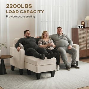 Sectional Sofa, L Shaped Couch, with Changeable Chaise or Ottoman, Cream White