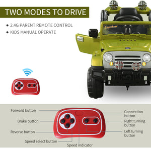 12V electric jeep with remote control, green