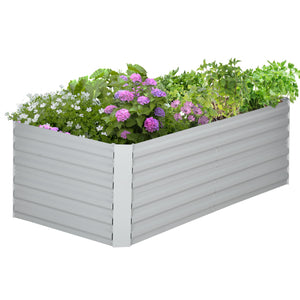 Galvanized Raised Garden Bed, Steel Outdoor Planters with Reinforced Rods, 71" x 35" x 23", Light Gray
