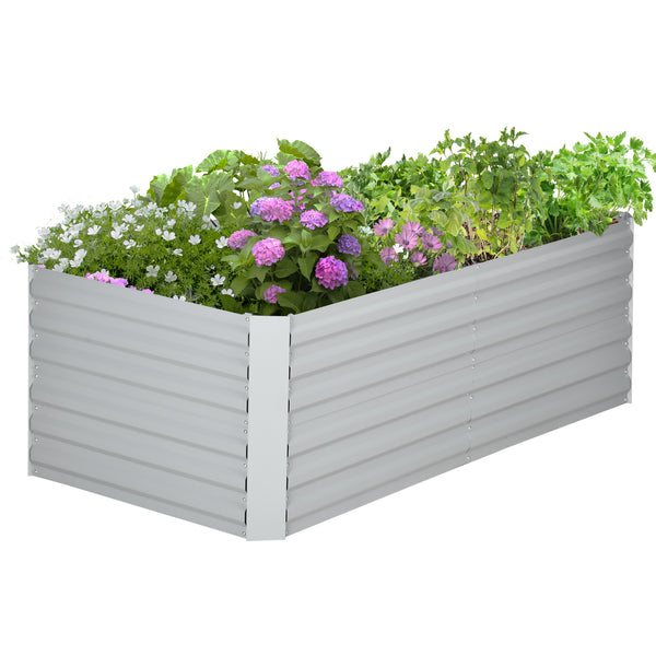 Galvanized Raised Garden Bed, Steel Outdoor Planters with Reinforced Rods, 71" x 35" x 23", Light Gray