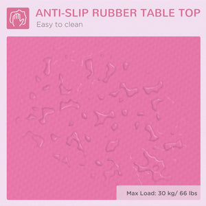 Folding grooming table with adjustable arm and non-slip surface, pink