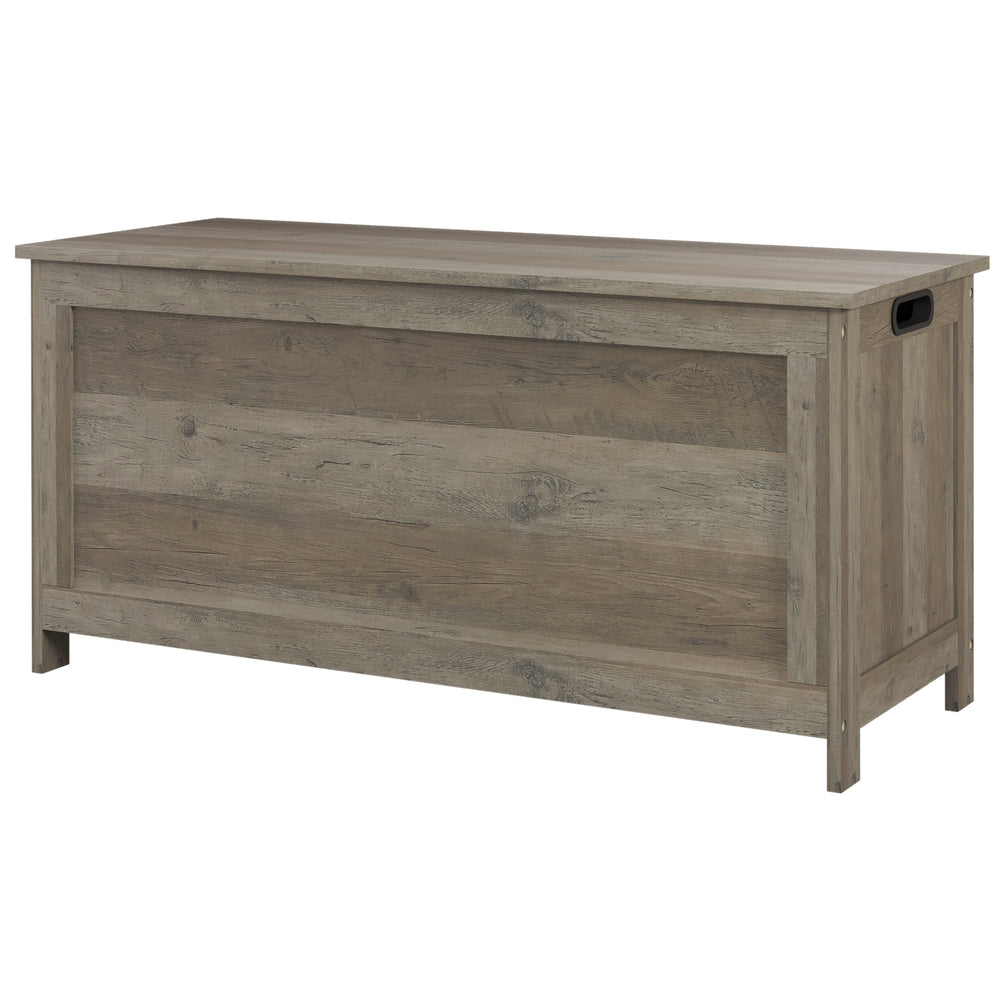 Storage chest with 2 safety hinges and side handles, aged gray