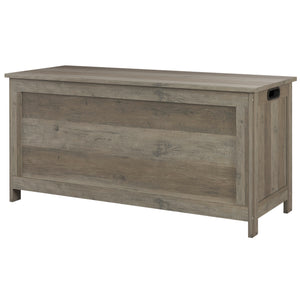 Storage chest with 2 safety hinges and side handles, aged gray