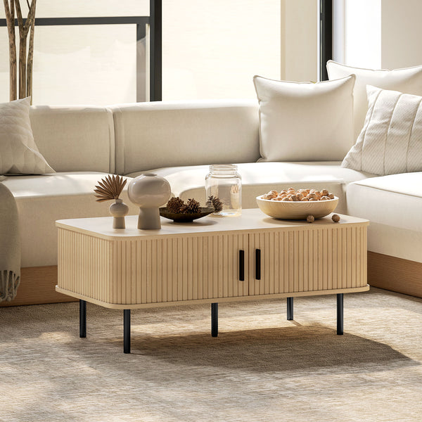 Nordic coffee table with storage in oak