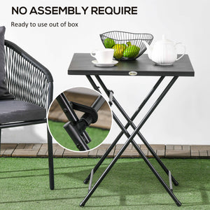 Square folding coffee table with metal top, black