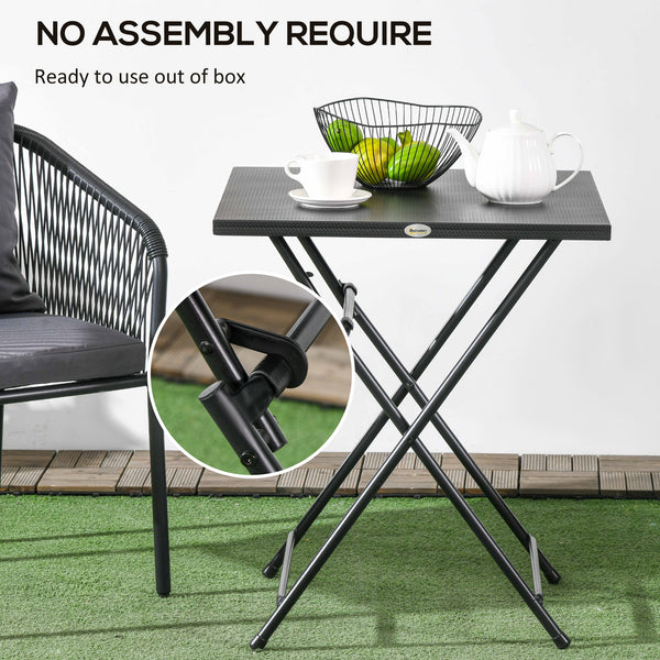 Square folding coffee table with metal top, black