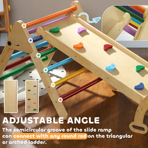 Pikler 5-in-1 Triangle Set with Ladder, Ramp and Arch, Multi-Color
