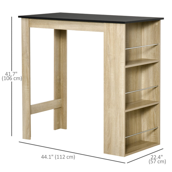 Bar table with 3 storage shelves