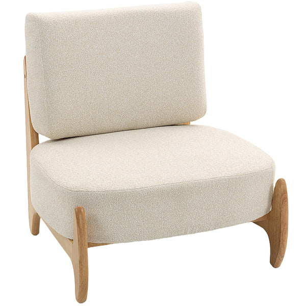 Occasional armchair with rubberwood frame, wide seat, cream white