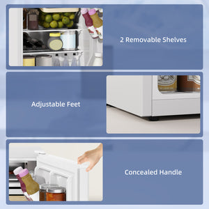2.5 cu. ft. Mini Fridge, Single Door Compact Refrigerator with Freezer, Adjustable Thermostat, Reversible Door, White