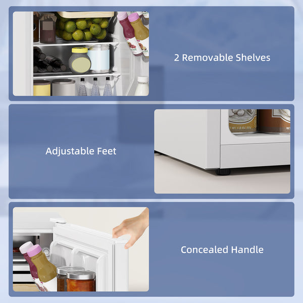 2.5 cu. ft. Mini Fridge, Single Door Compact Refrigerator with Freezer, Adjustable Thermostat, Reversible Door, White