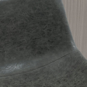 Set of 2 vintage style bar stools in faux leather, dark grey.