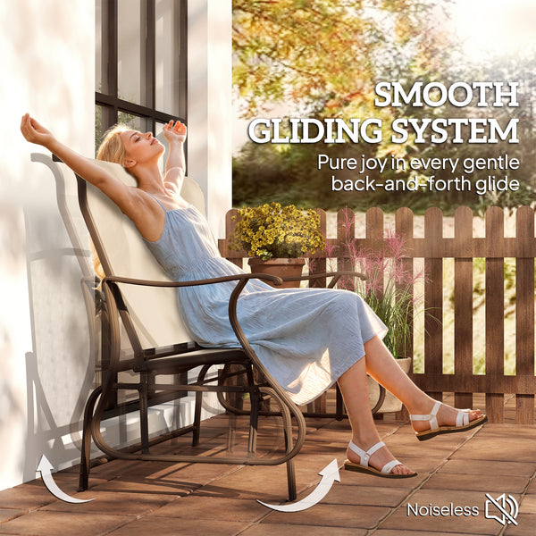 Two-seater outdoor rocking chair with mesh seat and backrest